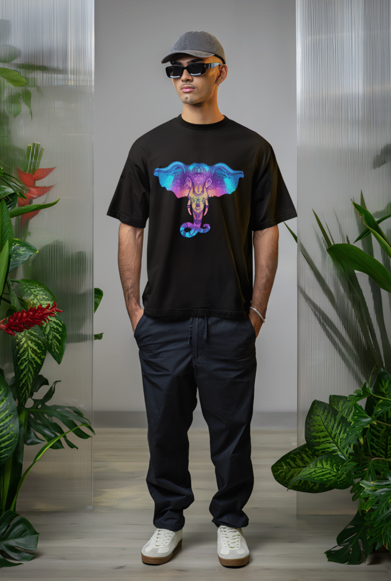 Boho Oversized Ganesha T-Shirt – Spiritual Casual Festival Outfit